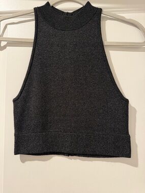 Victoria's Secret Charcoal Ribbed Mock Neck Crop Top
